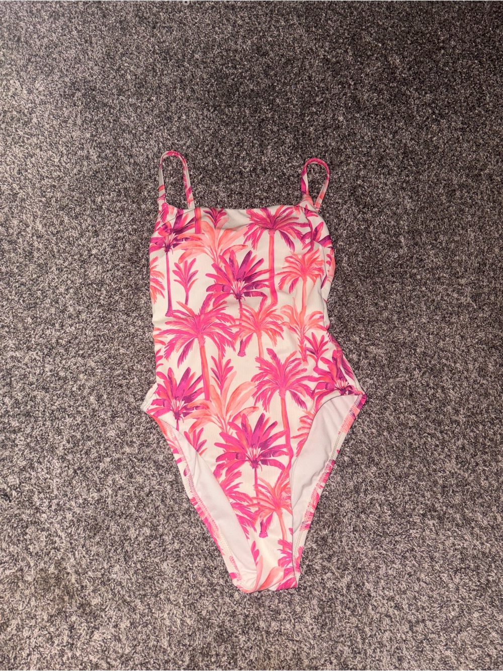 Shade & Shore Pink & Coral Palm Print One-Piece Swimsuit
